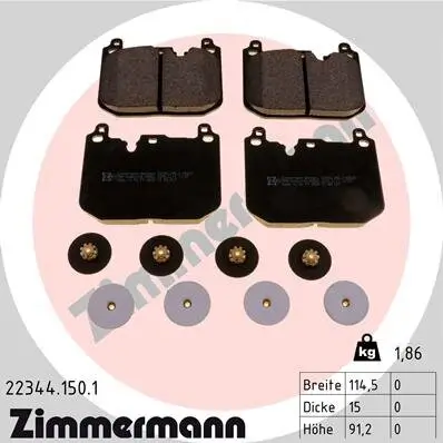 Bremsbelagsatz, Scheibenbremse Vorderachse ZIMMERMANN 22344.150.1