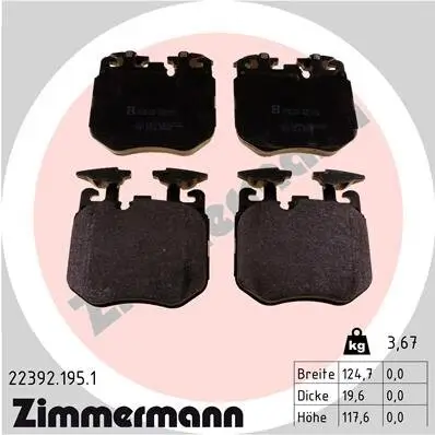 Bremsbelagsatz, Scheibenbremse Vorderachse ZIMMERMANN 22392.195.1 Bild Bremsbelagsatz, Scheibenbremse Vorderachse ZIMMERMANN 22392.195.1