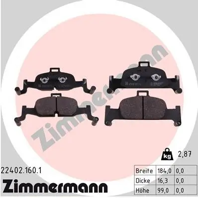 Bremsbelagsatz, Scheibenbremse Vorderachse ZIMMERMANN 22402.160.1