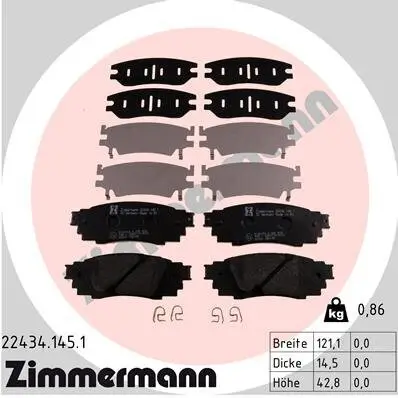 Bremsbelagsatz, Scheibenbremse ZIMMERMANN 22434.145.1