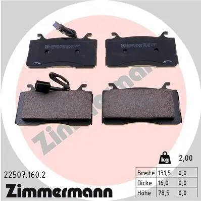 Bremsbelagsatz, Scheibenbremse Vorderachse ZIMMERMANN 22507.160.2