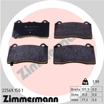 Bremsbelagsatz, Scheibenbremse Vorderachse ZIMMERMANN 22569.150.1