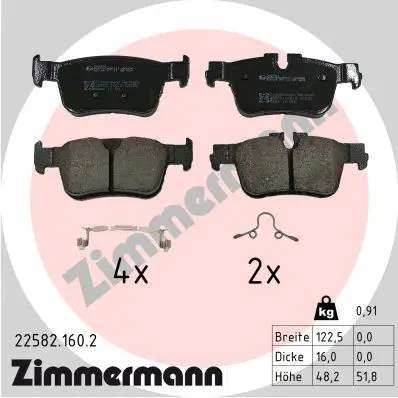 Bremsbelagsatz, Scheibenbremse Hinterachse ZIMMERMANN 22582.160.2 Bild Bremsbelagsatz, Scheibenbremse Hinterachse ZIMMERMANN 22582.160.2