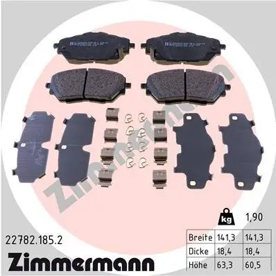Bremsbelagsatz, Scheibenbremse Vorderachse ZIMMERMANN 22782.185.2
