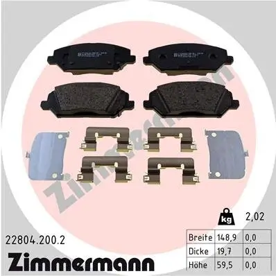 Bremsbelagsatz, Scheibenbremse ZIMMERMANN 22804.200.2 Bild Bremsbelagsatz, Scheibenbremse ZIMMERMANN 22804.200.2