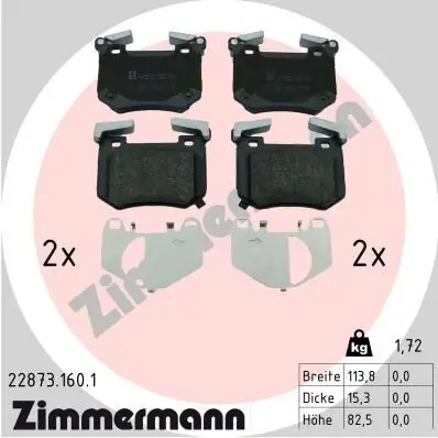 Bremsbelagsatz, Scheibenbremse Hinterachse ZIMMERMANN 22873.160.1