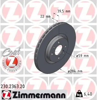 Bremsscheibe Vorderachse ZIMMERMANN 230.2363.20