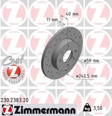 Bremsscheibe Hinterachse ZIMMERMANN 230.2383.20