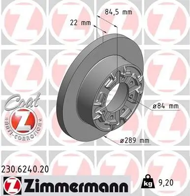 Bremsscheibe Hinterachse ZIMMERMANN 230.6240.20