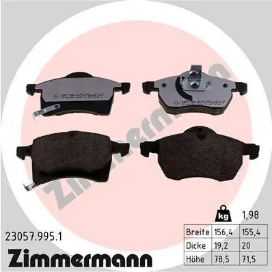 Bremsbelagsatz, Scheibenbremse ZIMMERMANN 23057.995.1 Bild Bremsbelagsatz, Scheibenbremse ZIMMERMANN 23057.995.1