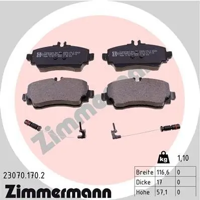 Bremsbelagsatz, Scheibenbremse Vorderachse ZIMMERMANN 23070.170.2