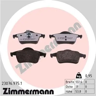 Bremsbelagsatz, Scheibenbremse Hinterachse ZIMMERMANN 23076.975.1 Bild Bremsbelagsatz, Scheibenbremse Hinterachse ZIMMERMANN 23076.975.1