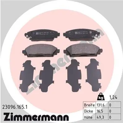 Bremsbelagsatz, Scheibenbremse Vorderachse ZIMMERMANN 23096.165.1 Bild Bremsbelagsatz, Scheibenbremse Vorderachse ZIMMERMANN 23096.165.1