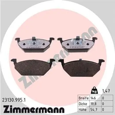 Bremsbelagsatz, Scheibenbremse ZIMMERMANN 23130.995.1 Bild Bremsbelagsatz, Scheibenbremse ZIMMERMANN 23130.995.1