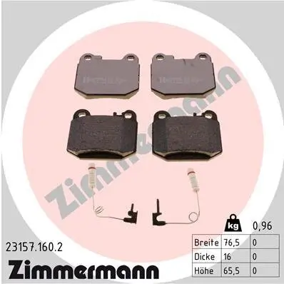 Bremsbelagsatz, Scheibenbremse Hinterachse ZIMMERMANN 23157.160.2