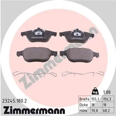Bremsbelagsatz, Scheibenbremse Vorderachse ZIMMERMANN 23245.180.2