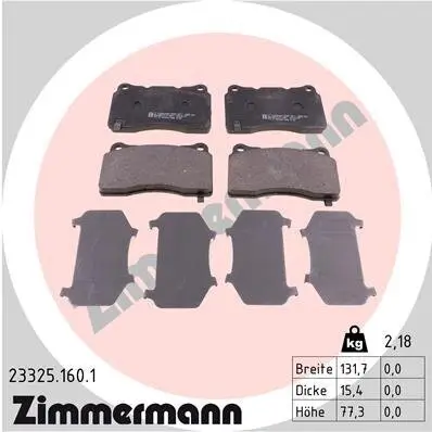 Bremsbelagsatz, Scheibenbremse Vorderachse ZIMMERMANN 23325.160.1