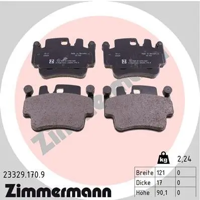 Bremsbelagsatz, Scheibenbremse ZIMMERMANN 23329.170.9 Bild Bremsbelagsatz, Scheibenbremse ZIMMERMANN 23329.170.9