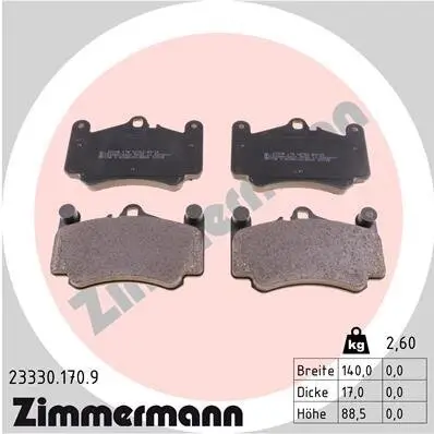 Bremsbelagsatz, Scheibenbremse Vorderachse ZIMMERMANN 23330.170.9