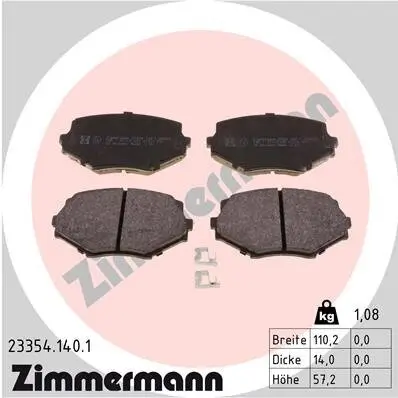 Bremsbelagsatz, Scheibenbremse Vorderachse ZIMMERMANN 23354.140.1