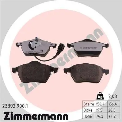 Bremsbelagsatz, Scheibenbremse ZIMMERMANN 23392.900.1 Bild Bremsbelagsatz, Scheibenbremse ZIMMERMANN 23392.900.1