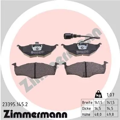 Bremsbelagsatz, Scheibenbremse Vorderachse ZIMMERMANN 23395.145.2 Bild Bremsbelagsatz, Scheibenbremse Vorderachse ZIMMERMANN 23395.145.2