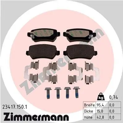 Bremsbelagsatz, Scheibenbremse ZIMMERMANN 23417.150.1 Bild Bremsbelagsatz, Scheibenbremse ZIMMERMANN 23417.150.1