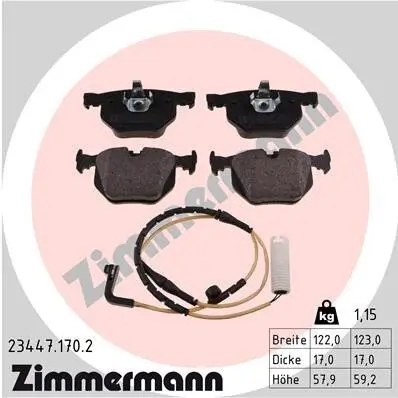Bremsbelagsatz, Scheibenbremse Hinterachse ZIMMERMANN 23447.170.2