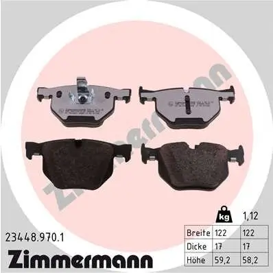 Bremsbelagsatz, Scheibenbremse Hinterachse ZIMMERMANN 23448.970.1 Bild Bremsbelagsatz, Scheibenbremse Hinterachse ZIMMERMANN 23448.970.1