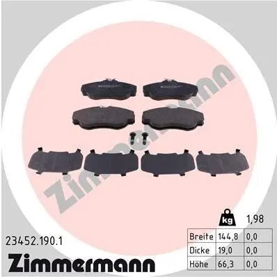 Bremsbelagsatz, Scheibenbremse ZIMMERMANN 23452.190.1