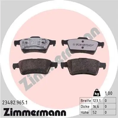 Bremsbelagsatz, Scheibenbremse Hinterachse ZIMMERMANN 23482.965.1 Bild Bremsbelagsatz, Scheibenbremse Hinterachse ZIMMERMANN 23482.965.1