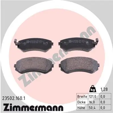 Bremsbelagsatz, Scheibenbremse ZIMMERMANN 23502.160.1 Bild Bremsbelagsatz, Scheibenbremse ZIMMERMANN 23502.160.1