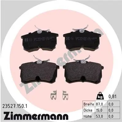 Bremsbelagsatz, Scheibenbremse Hinterachse ZIMMERMANN 23527.150.1