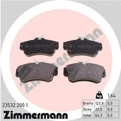 Bremsbelagsatz, Scheibenbremse Vorderachse ZIMMERMANN 23532.200.1 Bild Bremsbelagsatz, Scheibenbremse Vorderachse ZIMMERMANN 23532.200.1