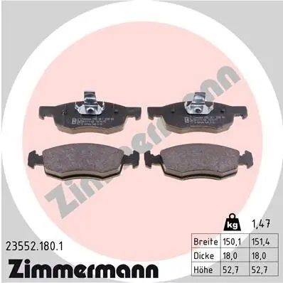 Bremsbelagsatz, Scheibenbremse ZIMMERMANN 23552.180.1 Bild Bremsbelagsatz, Scheibenbremse ZIMMERMANN 23552.180.1