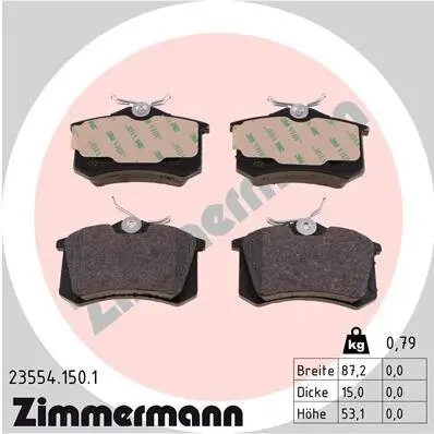 Bremsbelagsatz, Scheibenbremse Hinterachse ZIMMERMANN 23554.150.1
