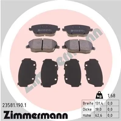 Bremsbelagsatz, Scheibenbremse ZIMMERMANN 23581.190.1 Bild Bremsbelagsatz, Scheibenbremse ZIMMERMANN 23581.190.1