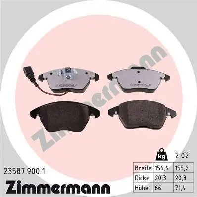 Bremsbelagsatz, Scheibenbremse Vorderachse ZIMMERMANN 23587.900.1 Bild Bremsbelagsatz, Scheibenbremse Vorderachse ZIMMERMANN 23587.900.1