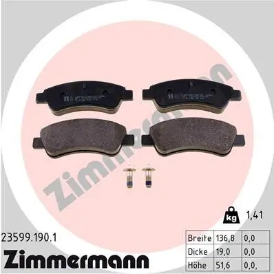 Bremsbelagsatz, Scheibenbremse ZIMMERMANN 23599.190.1 Bild Bremsbelagsatz, Scheibenbremse ZIMMERMANN 23599.190.1