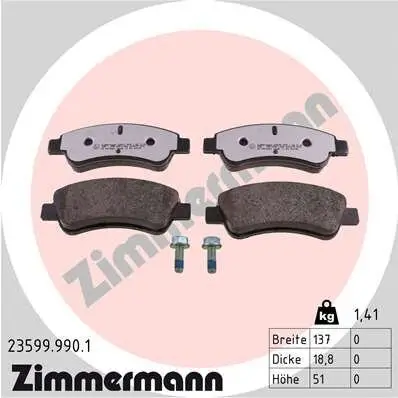 Bremsbelagsatz, Scheibenbremse ZIMMERMANN 23599.990.1