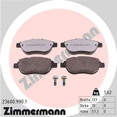 Bremsbelagsatz, Scheibenbremse Vorderachse ZIMMERMANN 23600.990.1