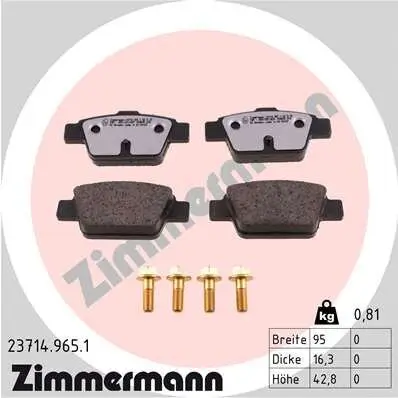 Bremsbelagsatz, Scheibenbremse ZIMMERMANN 23714.965.1 Bild Bremsbelagsatz, Scheibenbremse ZIMMERMANN 23714.965.1