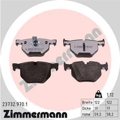 Bremsbelagsatz, Scheibenbremse Hinterachse ZIMMERMANN 23732.970.1