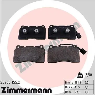Bremsbelagsatz, Scheibenbremse Vorderachse ZIMMERMANN 23756.155.2 Bild Bremsbelagsatz, Scheibenbremse Vorderachse ZIMMERMANN 23756.155.2