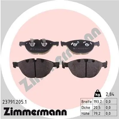 Bremsbelagsatz, Scheibenbremse Vorderachse ZIMMERMANN 23791.205.1