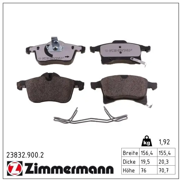 Bremsbelagsatz, Scheibenbremse Vorderachse ZIMMERMANN 23832.900.2