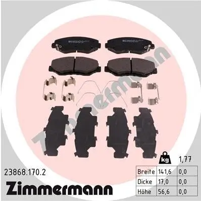 Bremsbelagsatz, Scheibenbremse Vorderachse ZIMMERMANN 23868.170.2