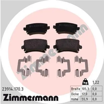 Bremsbelagsatz, Scheibenbremse ZIMMERMANN 23914.170.3