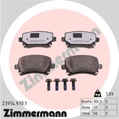 Bremsbelagsatz, Scheibenbremse ZIMMERMANN 23914.970.1 Bild Bremsbelagsatz, Scheibenbremse ZIMMERMANN 23914.970.1