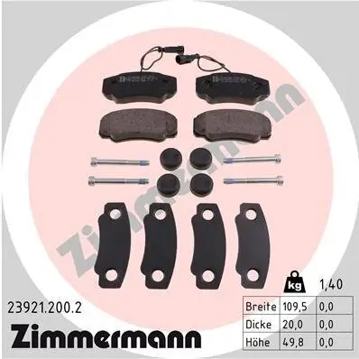 Bremsbelagsatz, Scheibenbremse ZIMMERMANN 23921.200.2 Bild Bremsbelagsatz, Scheibenbremse ZIMMERMANN 23921.200.2